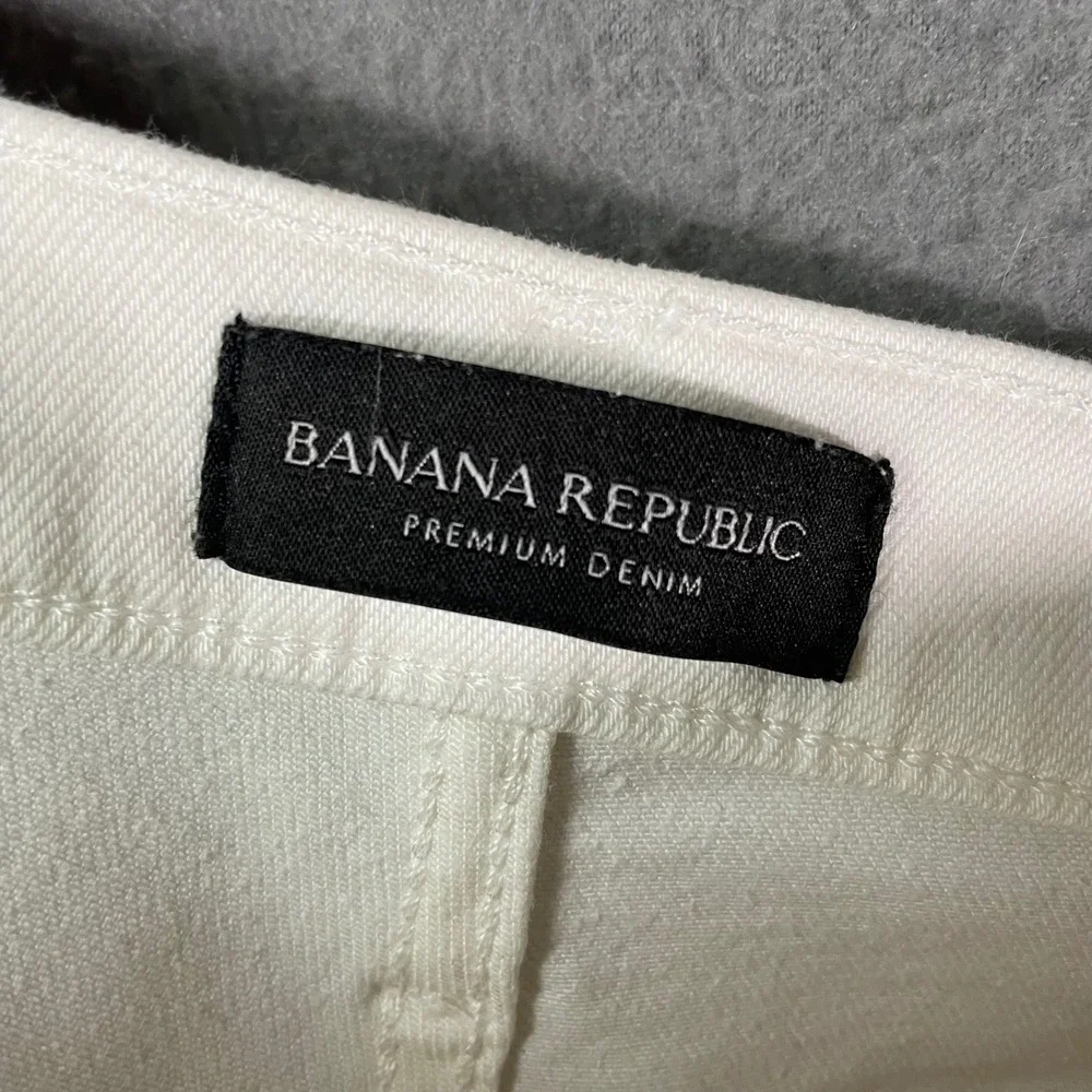 Banana Republic Skinny‎ Jeans Womens 26P White High Rise Raw Hem Ankle Denim